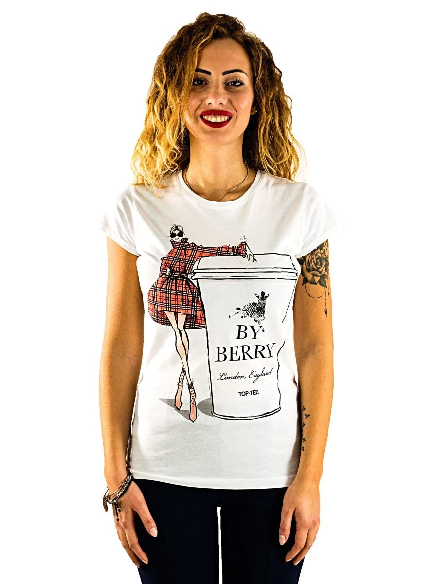 T-Shirt Donna Maniche Corte Stampa By Berry