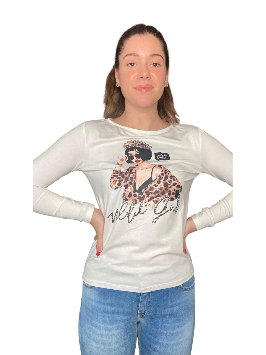 T-SHIRT STAMPA DONNA CON GIACCA MACULATA