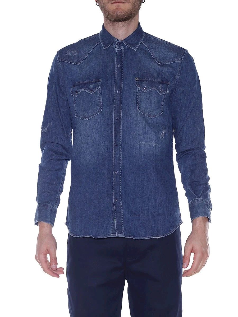 Camicia COWBOY-AR31 in Jeans  Cotone e Elastene