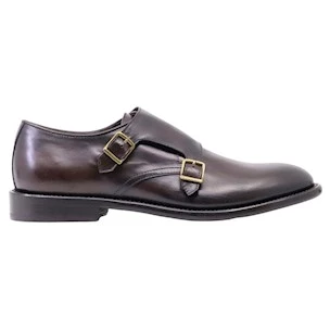 Scarpa uomo con doppia fibbia Corvari 1314 in pelle marrone