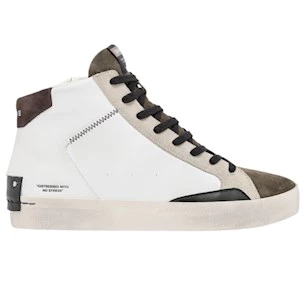 Crime London 15051 Distressed High sneaker uomo in pelle bianca