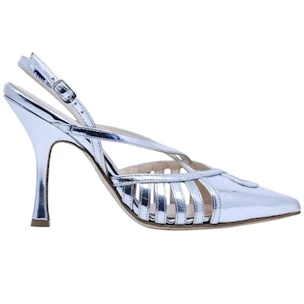 Slingback donna Anna F 1868 in pelle specchiata argento