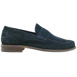 Mocassino uomo Antica Cuoieria 22489 in camoscio blu