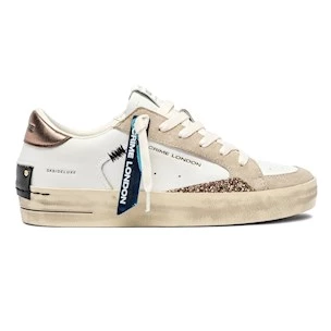 Crime London 25100 SK8 Deluxe sneaker donna in pelle bianca
