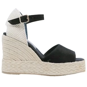 Sandalo zeppa Palomitas Fiena 27 3501 in camoscio nero