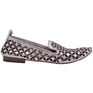 Mocassino donna Kudetà 314102 in pelle laminata argento
