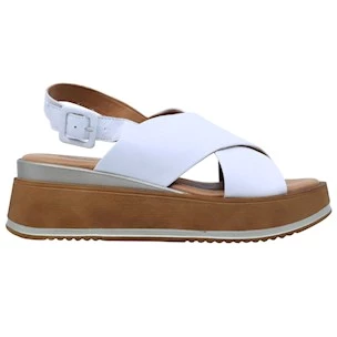 Sandalo con zeppa Mine Vaganti 3896 in pelle bianca