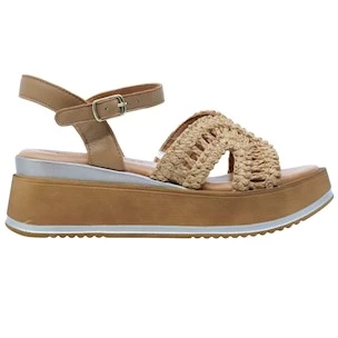 Sandalo con zeppa Mine Vaganti 3912 in pelle marrone