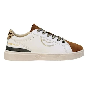 Extr4 Club Tennis sneaker donna in pelle bianca e camoscio cogna