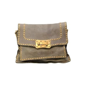Campomaggi C016500 borsa donna in pelle grigia con borchie