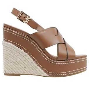 Sandalo con zeppa Michael Kors Nora in pelle cuoio