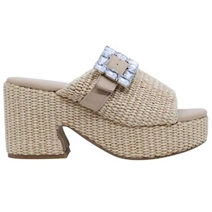 Sandalo con tacco Verderosmarino 3987 in pelle beige