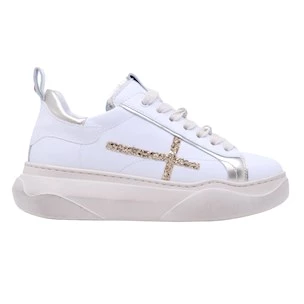Sneaker donna Gio+ Giada63 in pelle bianca e platino