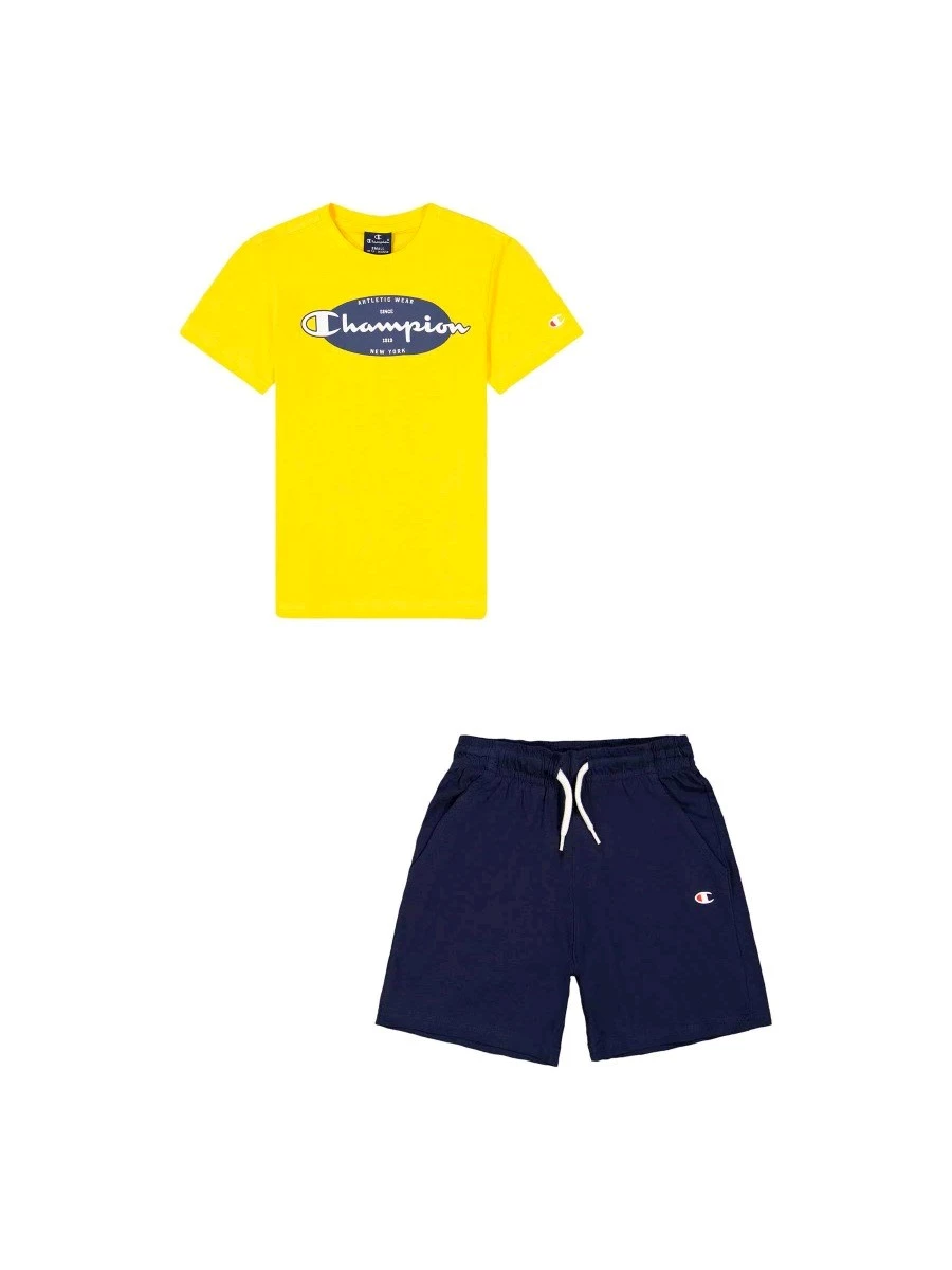 CHAMPIO COMPLETO CHAMPION SPORT BIG LOGO GIALLO BLU BAMBINI