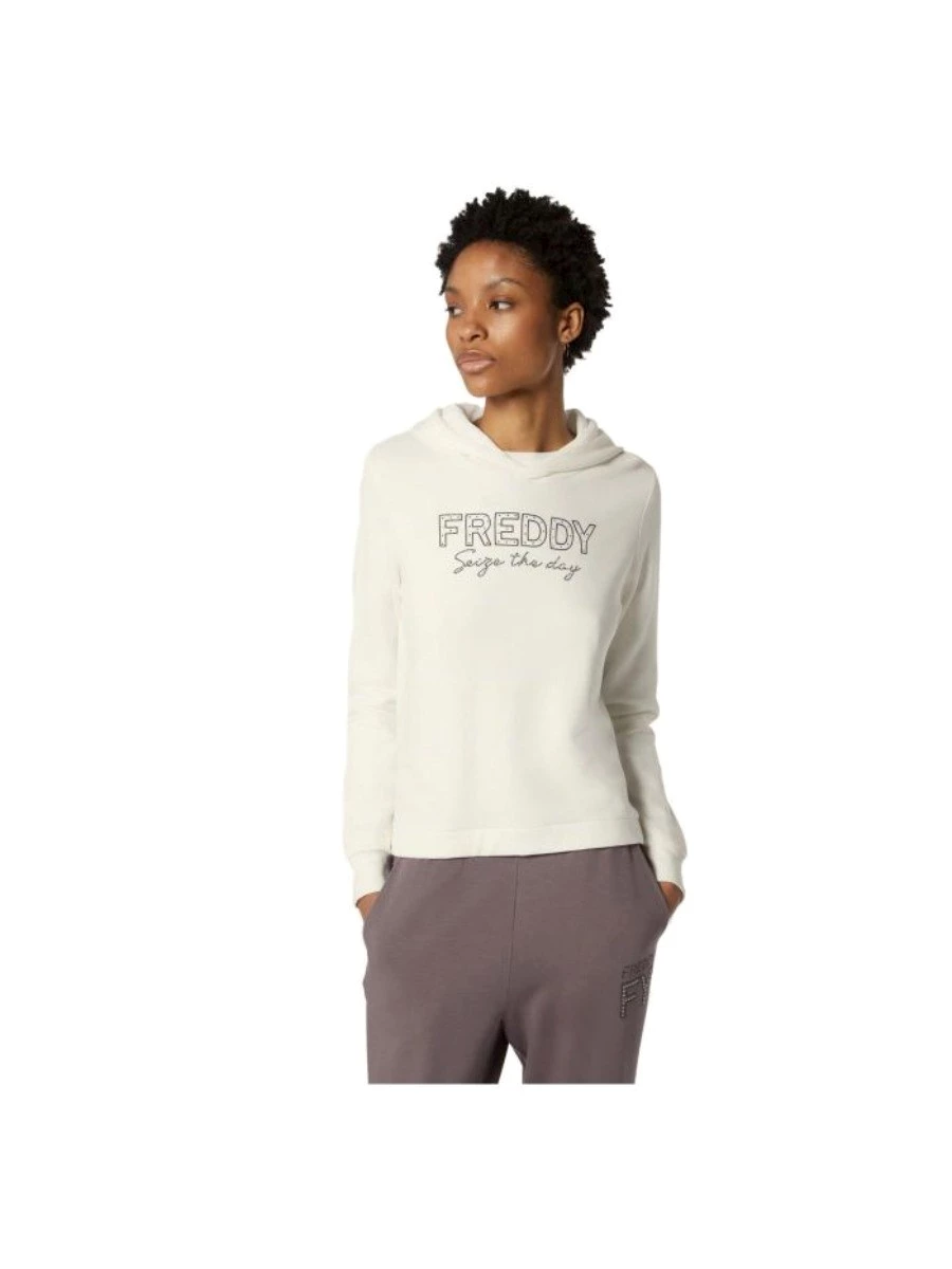 FREDDY Felpa donna con Cappuccio con Logo e Lettering in Strass