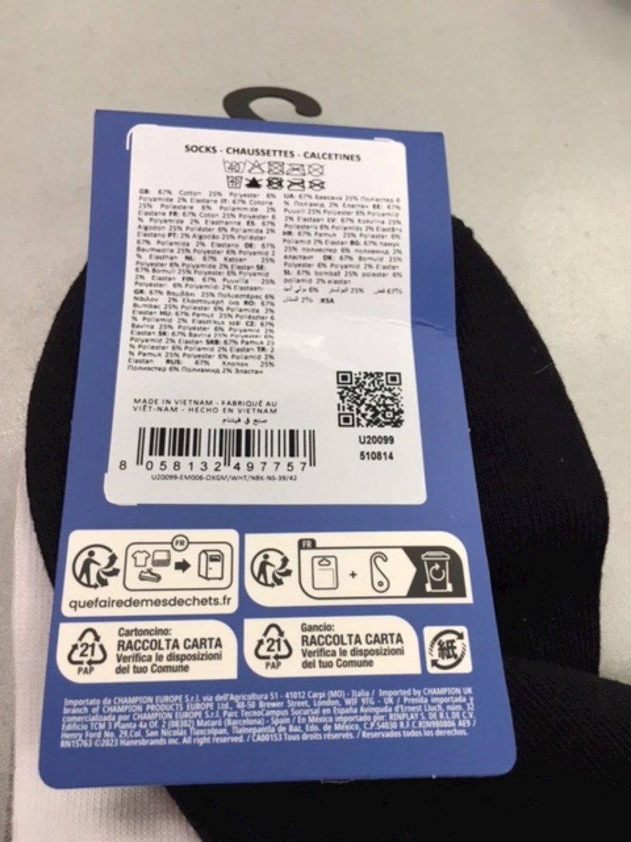 CHAMPION 3PK QUARTER SOCKS CALZE