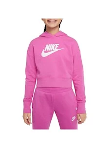 NIKE NSW CLUB FT CROP HOODIE FELPA BIMBA IN TESSUTO GARZATO