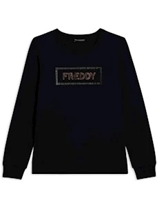 Felpa sportiva da donna con grafica frontale in strass