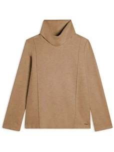 Felpa donna svasata con collo alto effetto tricot