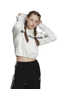 ADIDAS CROPPED HOODIE FELPA DONNA IN COTONE GARZATO