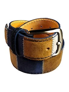 Cintura Pelle di Vitello e Camoscio Patchwork-Made in Italy