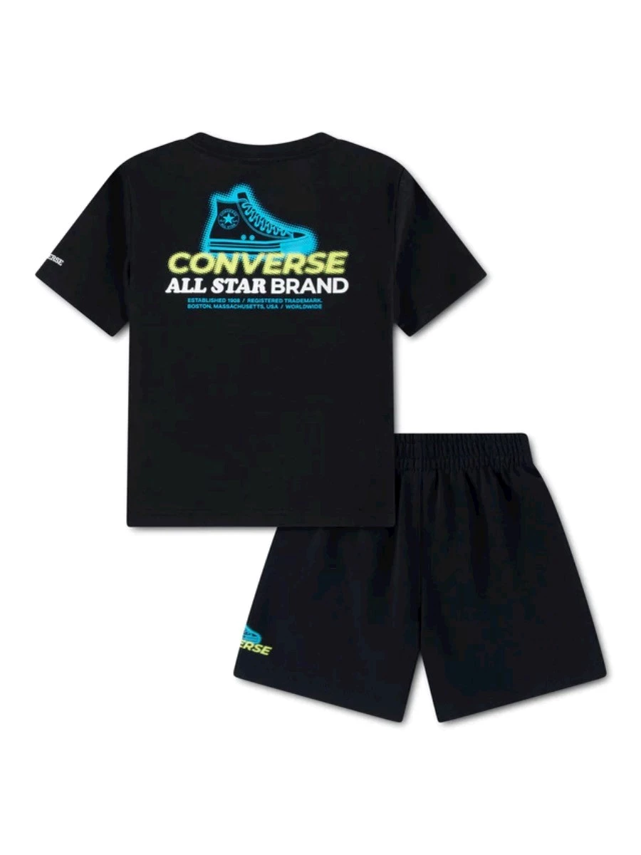 CONVERSE T-SHIRT + SHORT JR GLOBE FRONTBACK