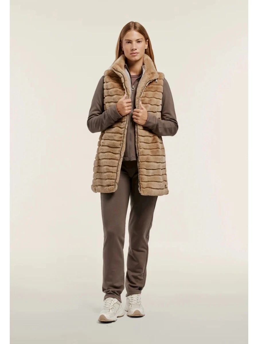 FREDDY Gilet Donna in Pelliccia Sintetica Effetto Rigato