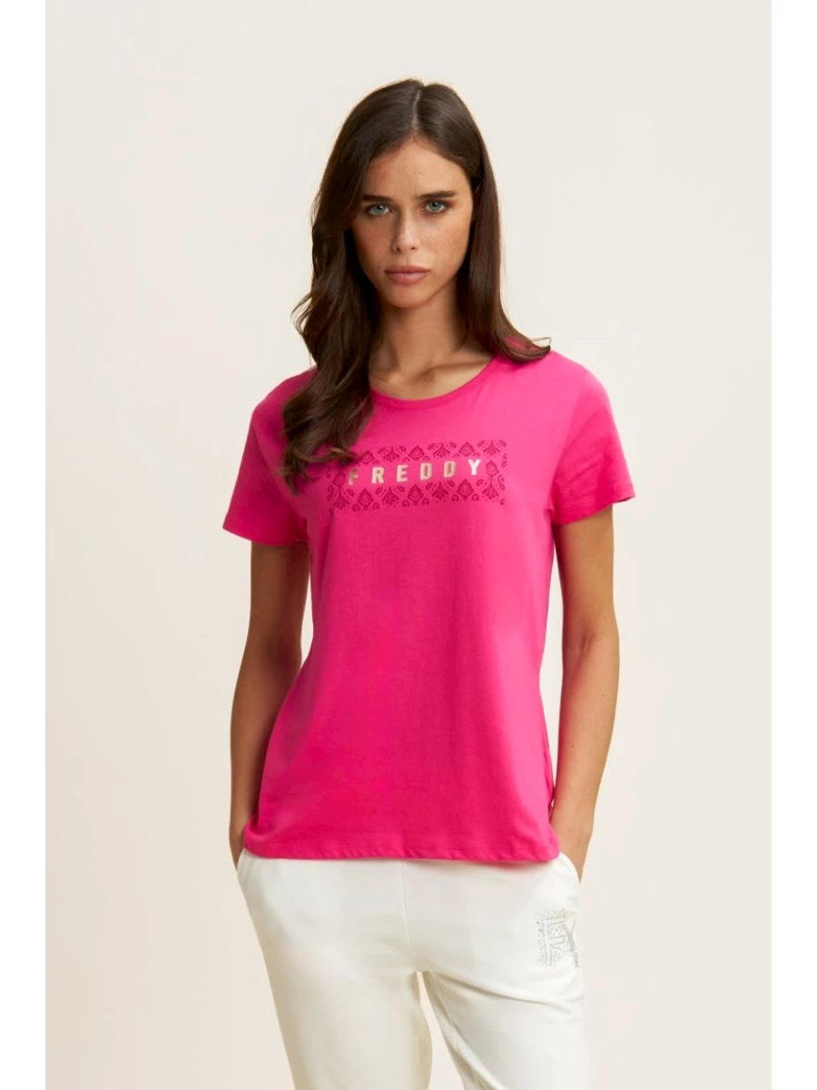 FREDDY T-shirt in jersey leggero con grafica floreale