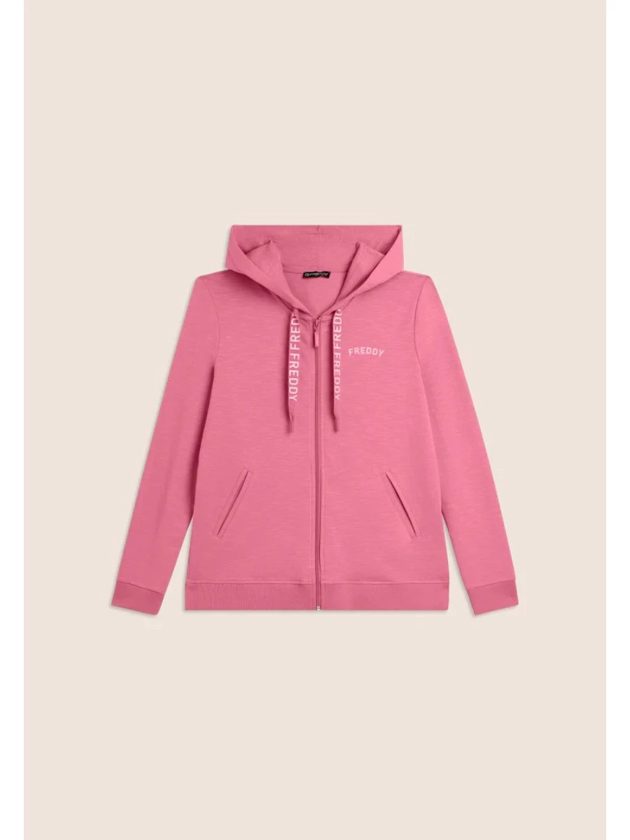 FREDDY FELPA DONNA CAPPUCCIO ZIP LUNGA