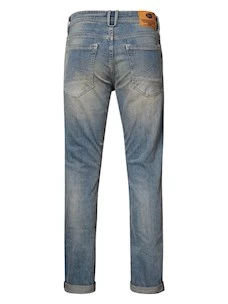 Jeans regular uomo con rotture cucite PETROL