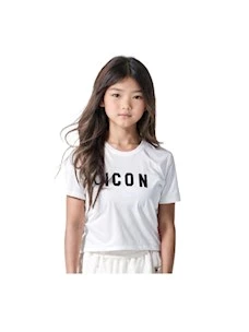 T-Shirt croop con lacci logo ICON glitter