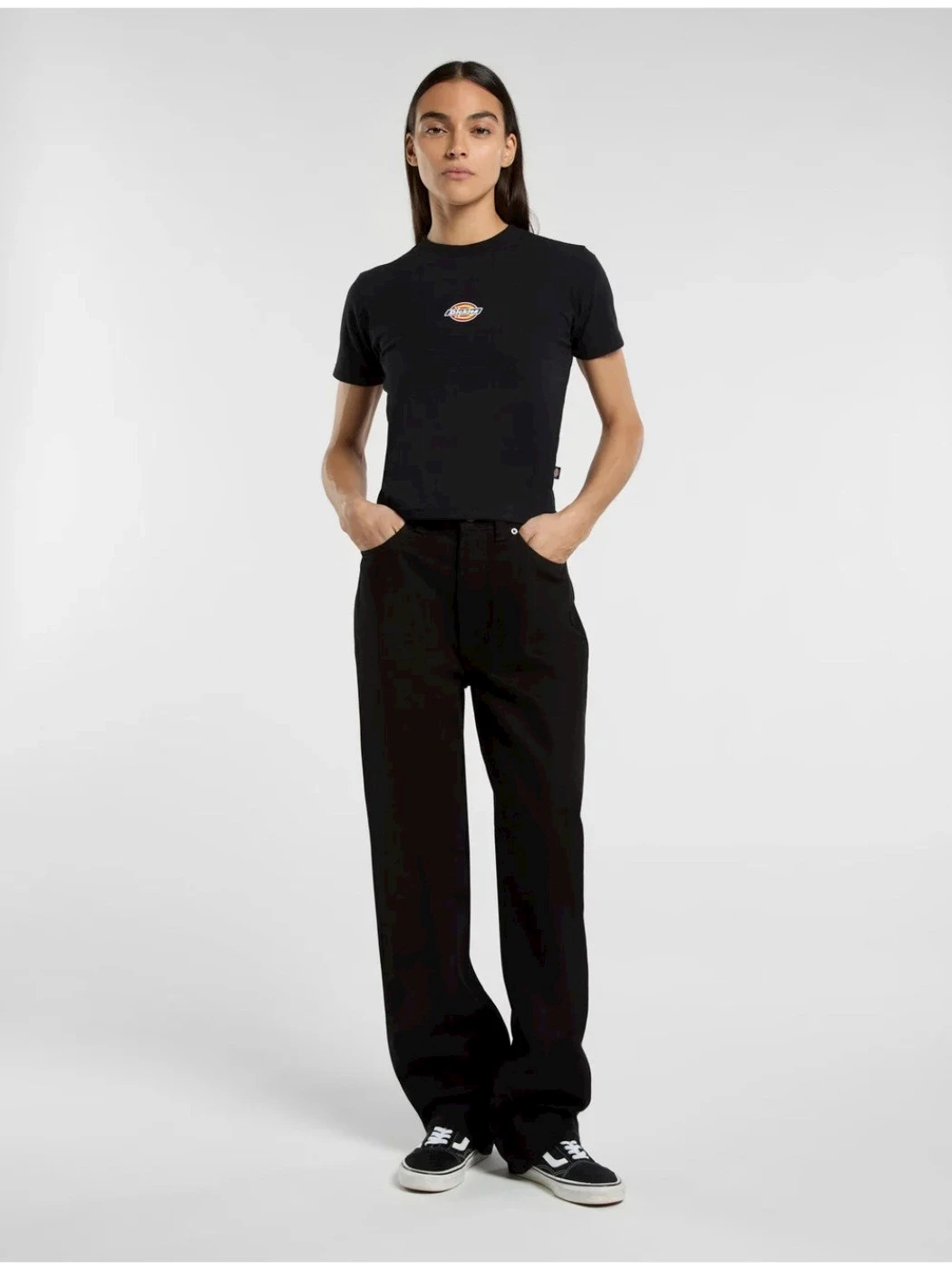 T-Shirt crooped logo stampato DICKIES