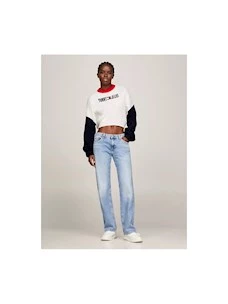 Maglia croopped coste logo TOMMY JEANS ricamato