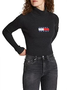 Maglia collo alto coste logo TOMMY JEANS