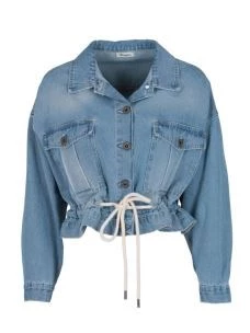 Giacca jeans donna corto con coulisse in vita 