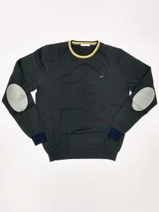 Knitted contrasting collar and cuff SUN68 ROUND ELBOW man  