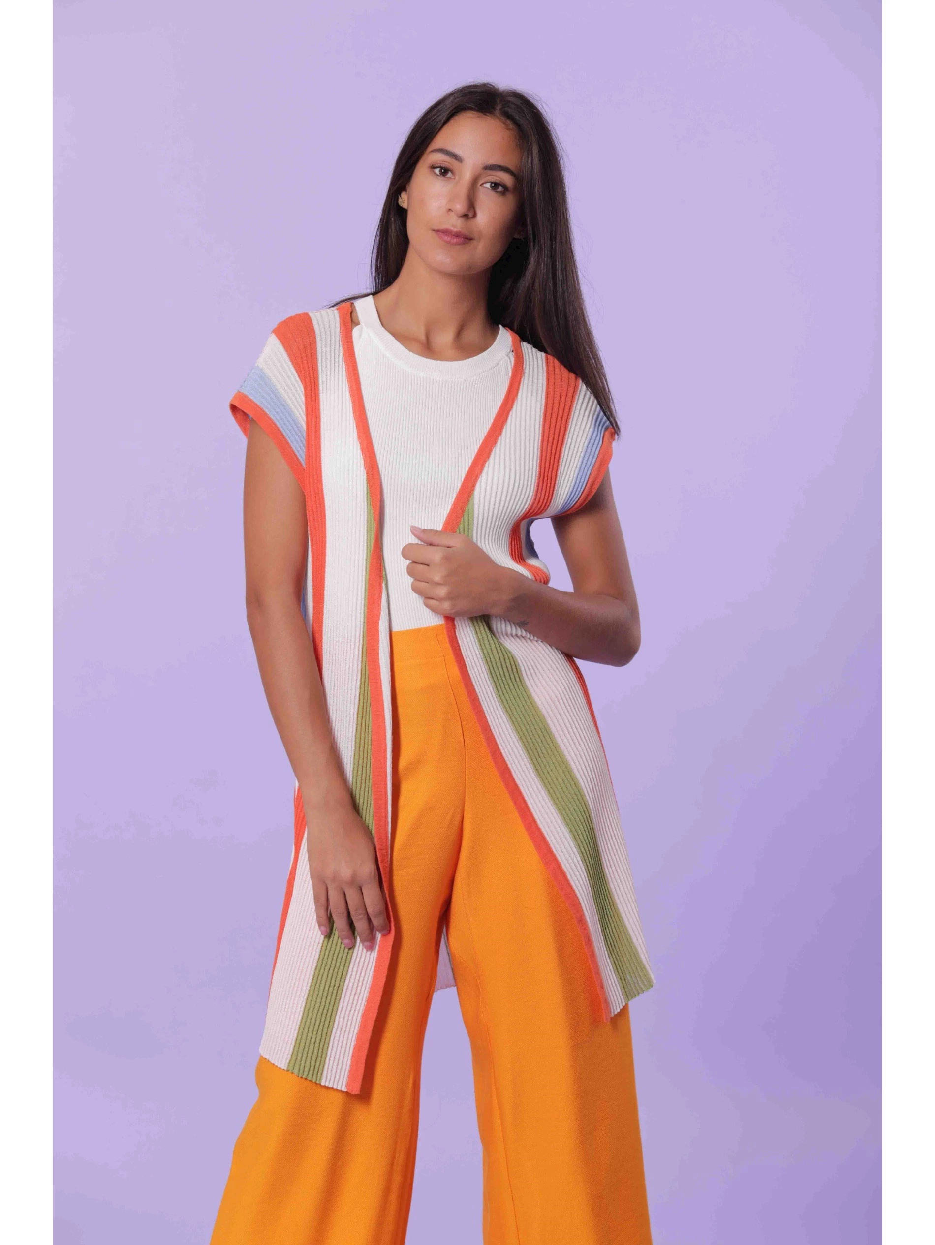 CARDIGAN LUNGO APERTO A COSTE LARGHE