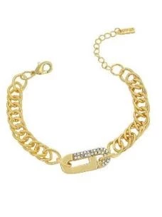 Bracciale a catenella larga con strass LJ1334