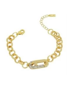 Bracciale a catenella larga con strass LJ1336