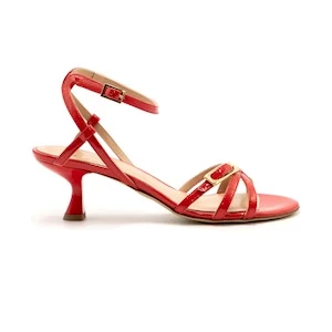 SANDALO  TACCO CINTURINI E FIBBIA VERNICE ROSSO ISABELLE PARIS