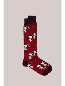 CALZINI INTHEBOX SNOOPY SKI ALLOVER ROSSO SCURO