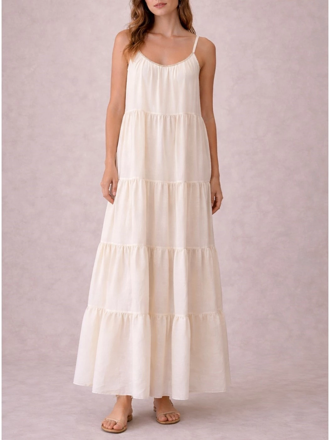 Long voile dress with thin straps PHO Firenze