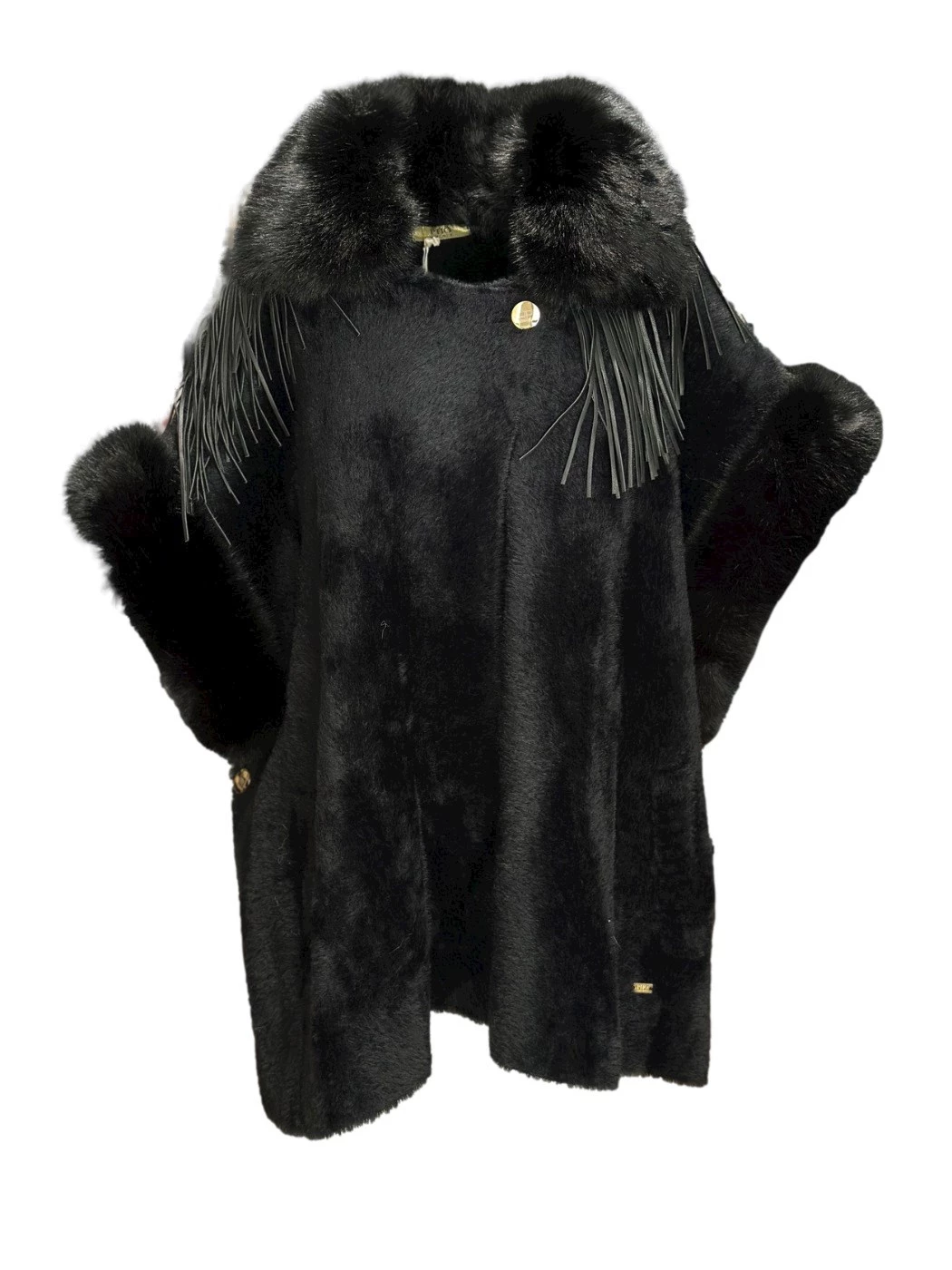 Fur cape with fringes PHO Firenze