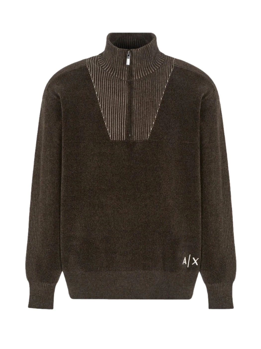 Armani Exchange chenille zip collar turtleneck