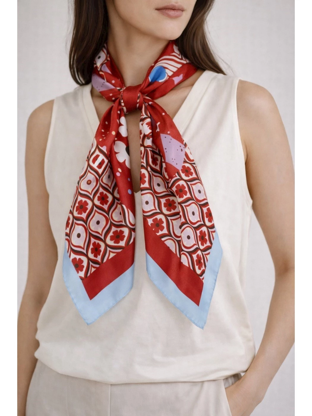 IBlues patterned silk scarf