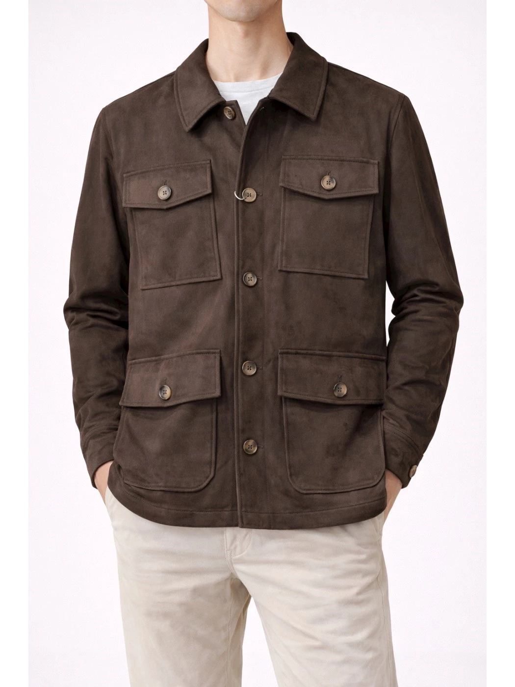 Brown safari jacket in suede QB/24