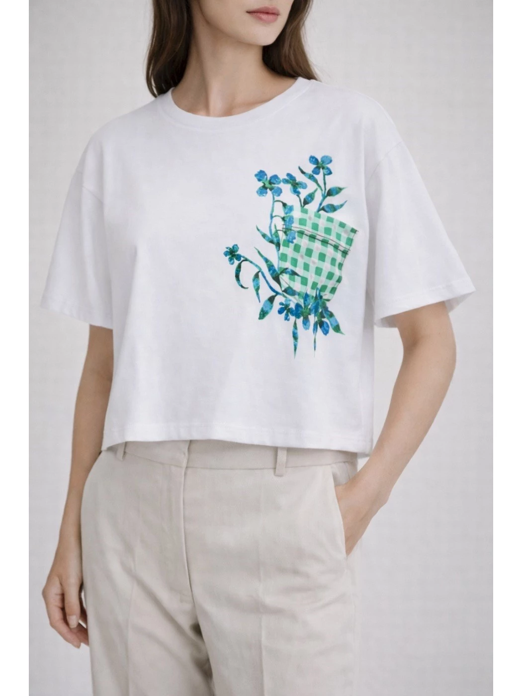 IBlues cropped print jersey T-shirt