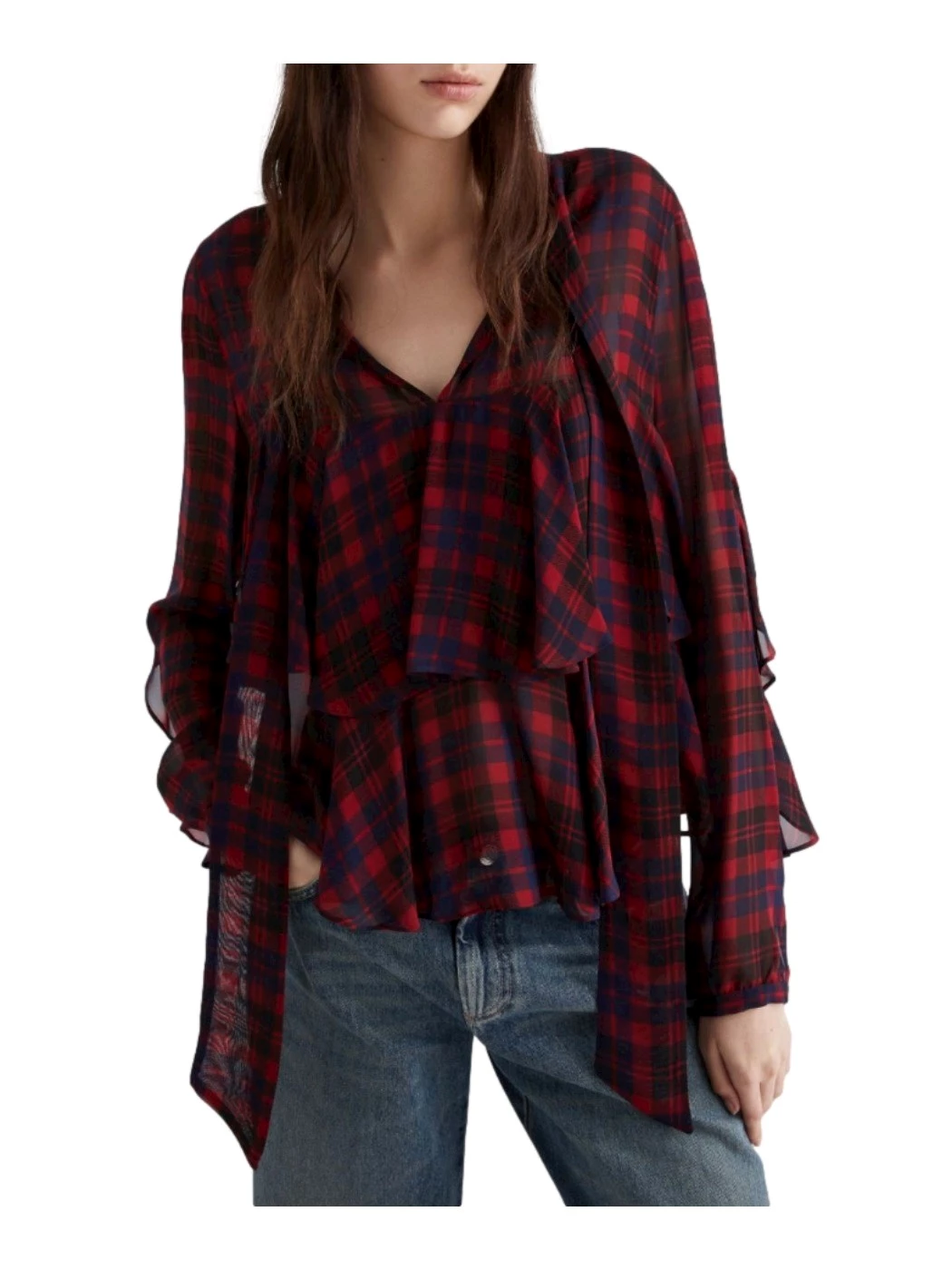 Patterned viscose shirt with flounces Marella