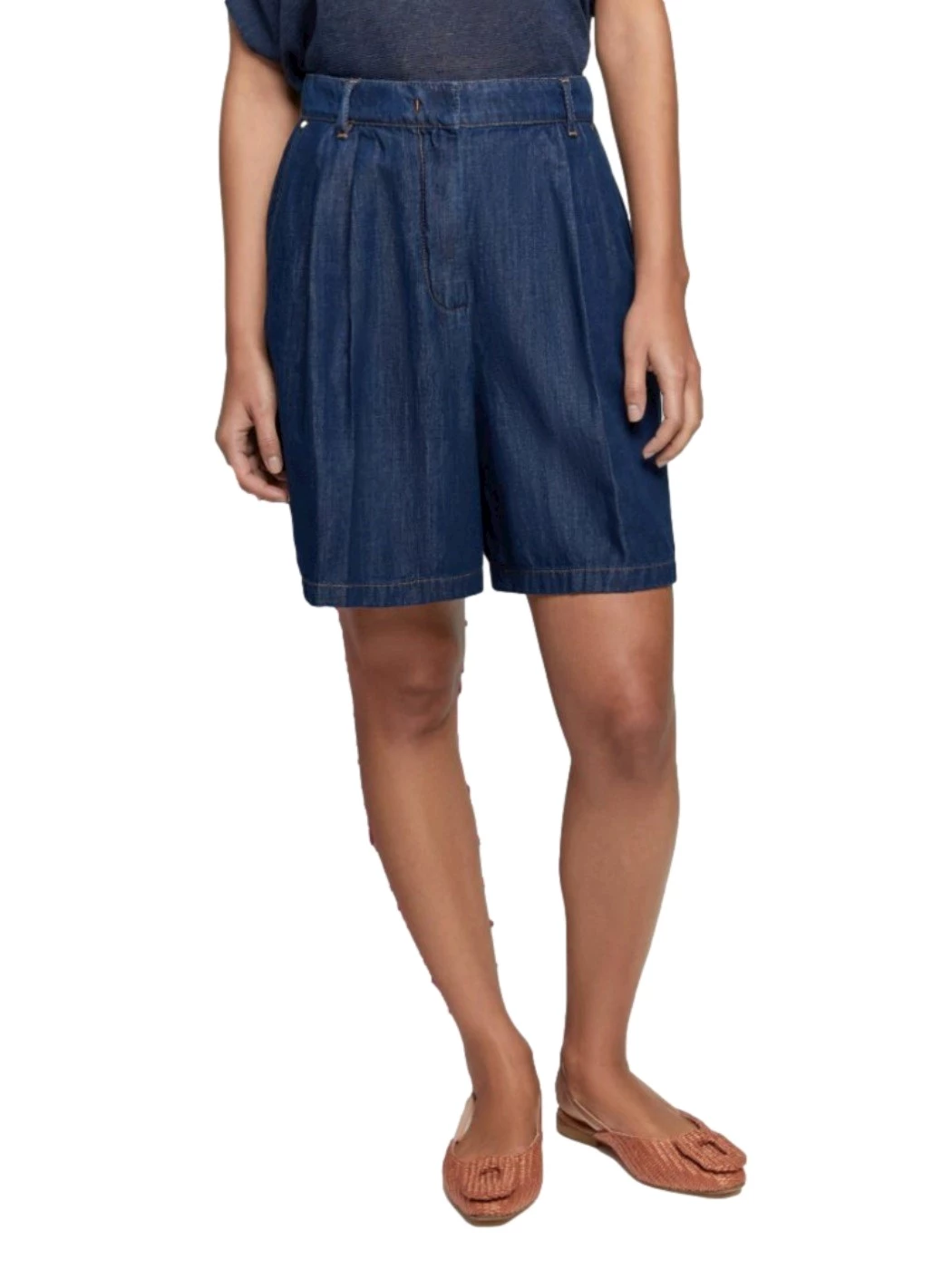 IBlues flared denim Bermuda shorts