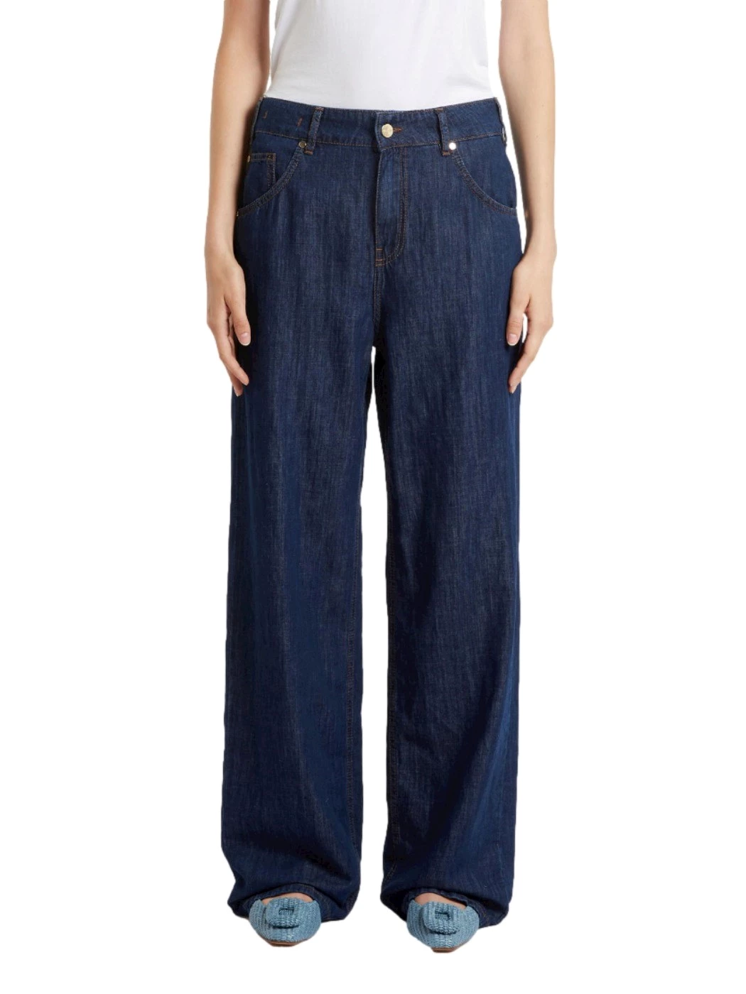 IBlues cotton and linen blend denim jeans